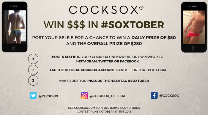 Infographic for the 2018 Cocksox #Soxtober social media selfie contest