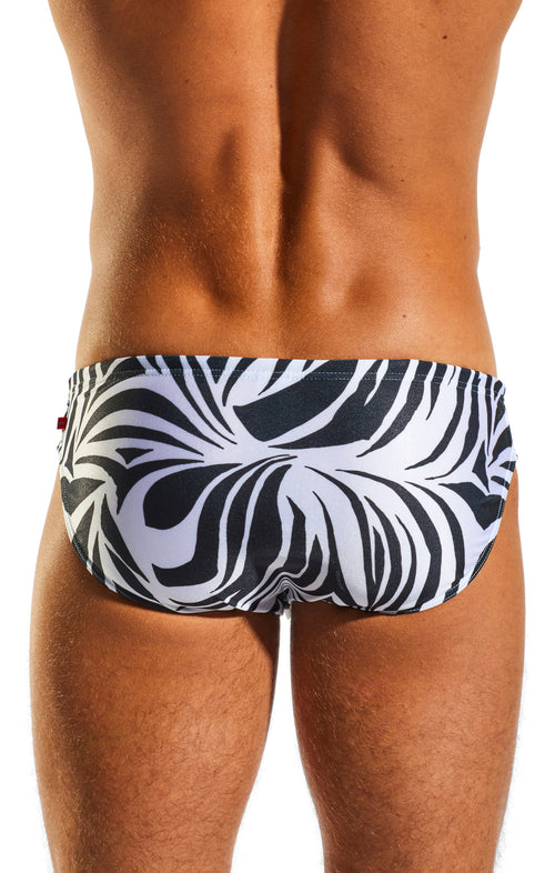 Cocksox CX06PR Drawstring Swim Brief in Zebra print back body image